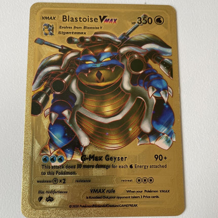 Pokémon TCG Blastoise VMAX - Gold Foil Pokemon Fan Art Card HP 350