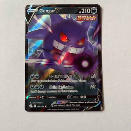 Gengar V 156/264 Fusion Strike Ultra Rare Mint