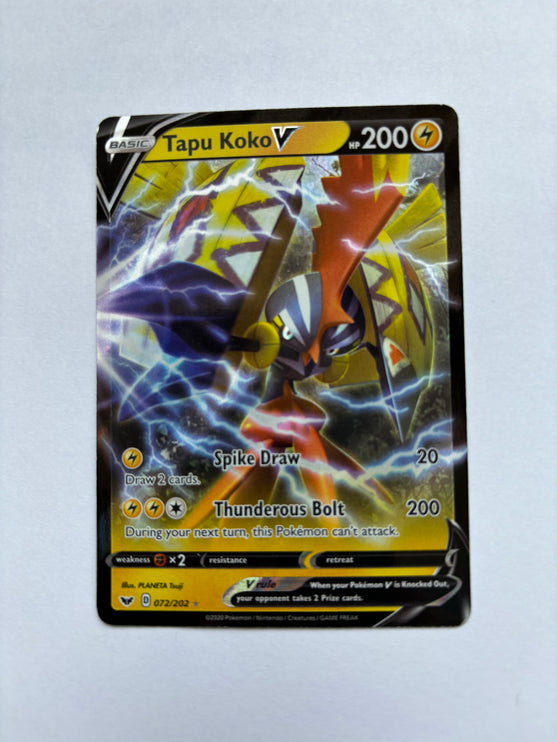 Tapu Koko V 072/202 Ultra Rare Sword and Shield Base Near Mint