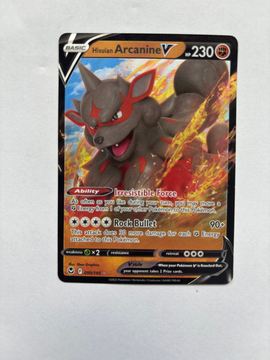 Arcanine V 090/195 Silver Tempest Ultra Rare Near Mint