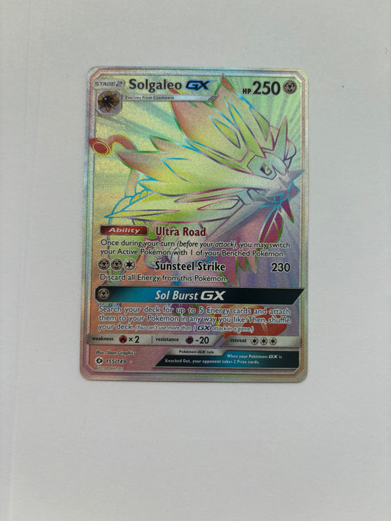 Solgaleo GX Rainbow Rare 155/149 Sun And Moon Near Mint